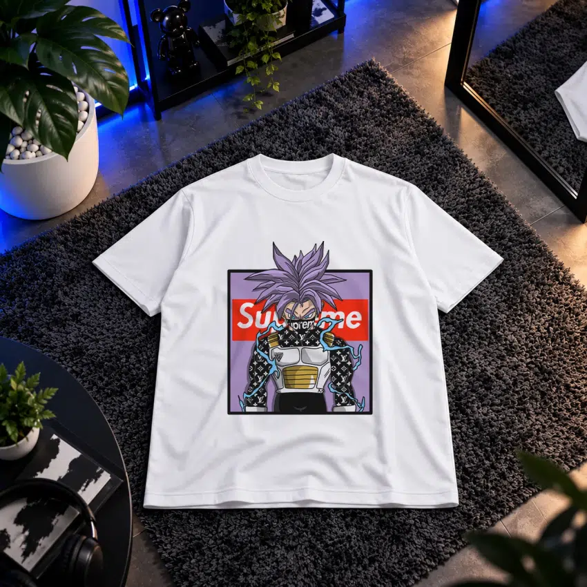 تیشرت انیمه دراگون بال طرح وجیتا و لوگوی Supreme
