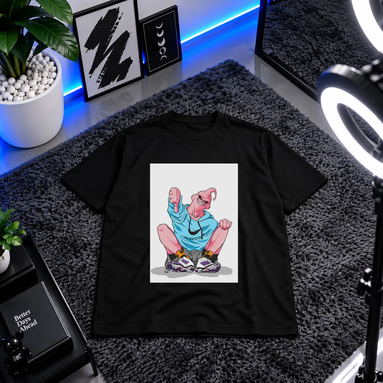 تیشرت انیمه دراگون بال طرح بو با هودی (Majin Buu) کد 17534