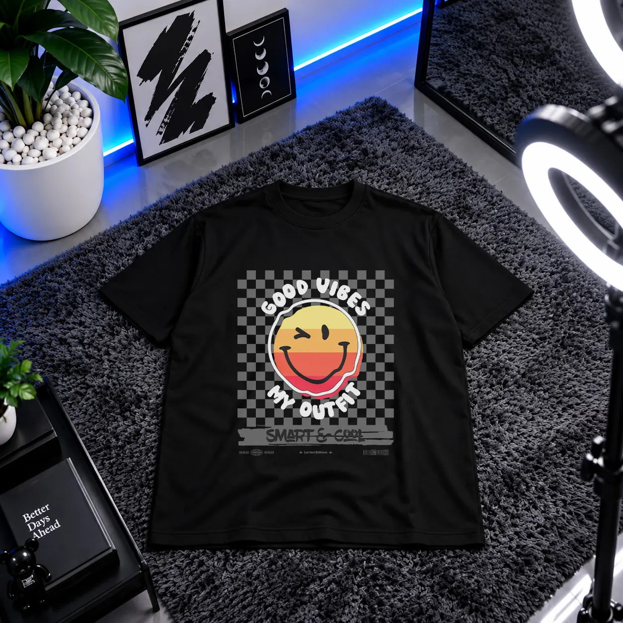تیشرت ایموجی طرح Good Vibes My Outfit کد 17929