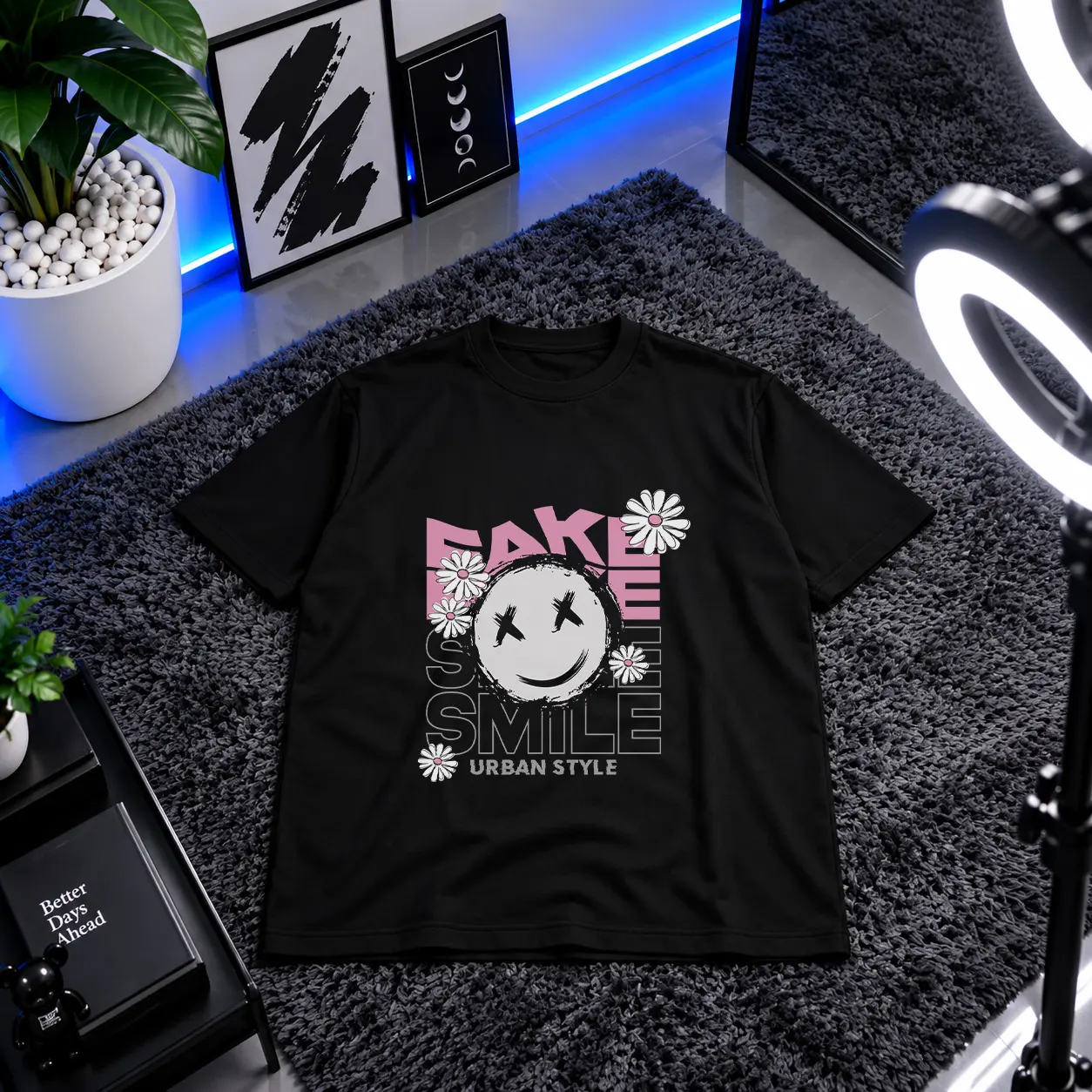 تیشرت طرح Fake Smile کد 17968