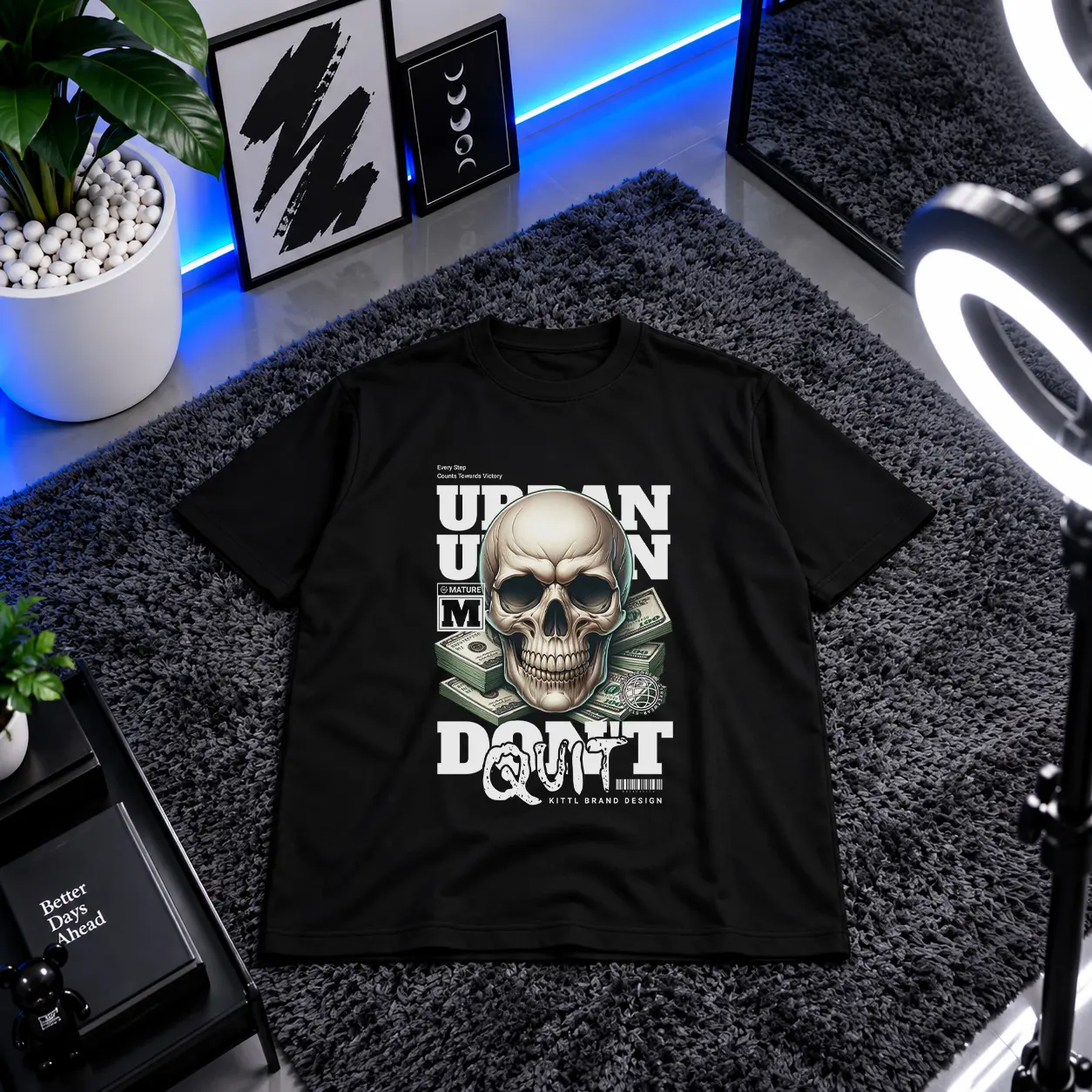 تیشرت جمجمه و پول طرح Don’t Quit کد 18014