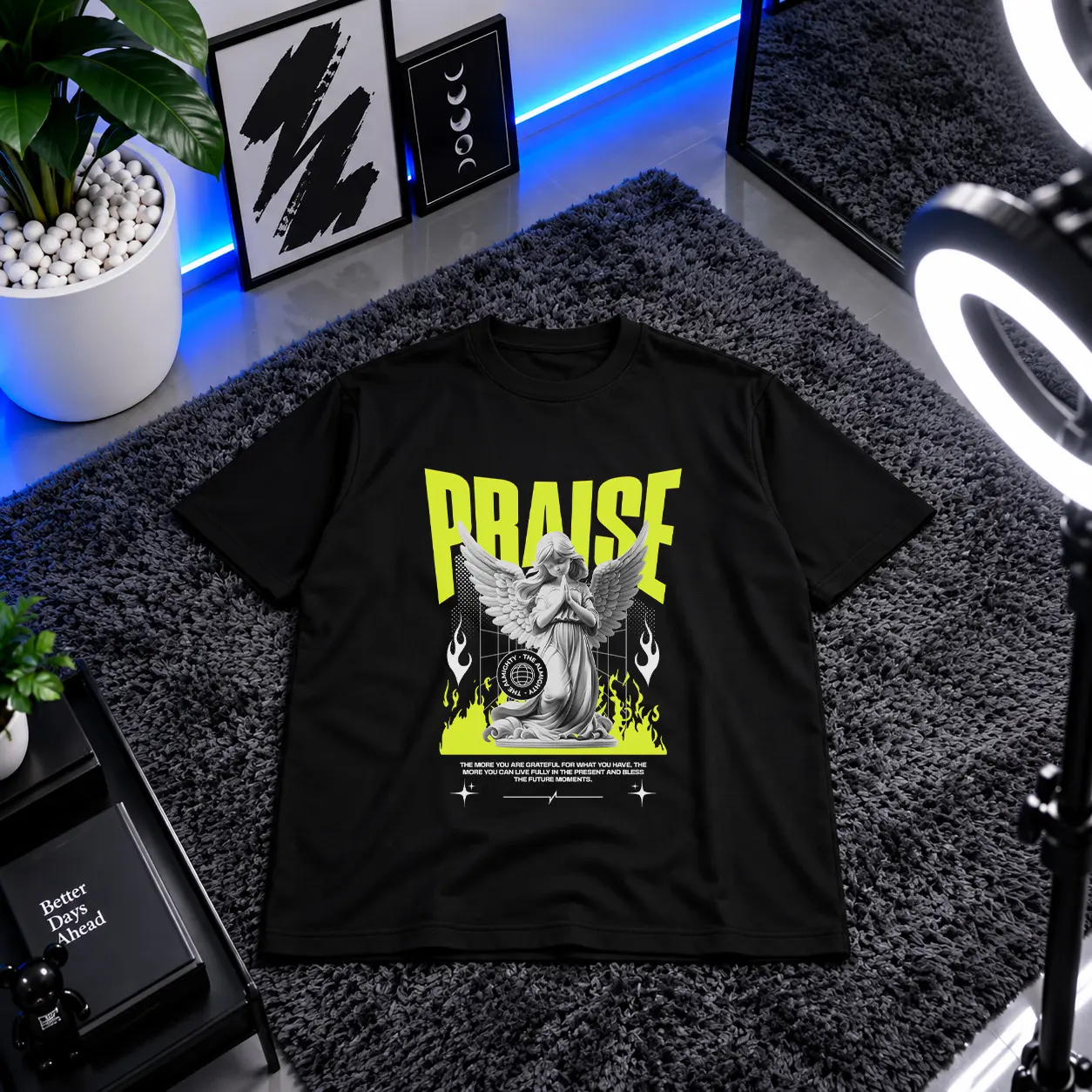 تیشرت تندیس فرشته و نوشته Praise کد 1821