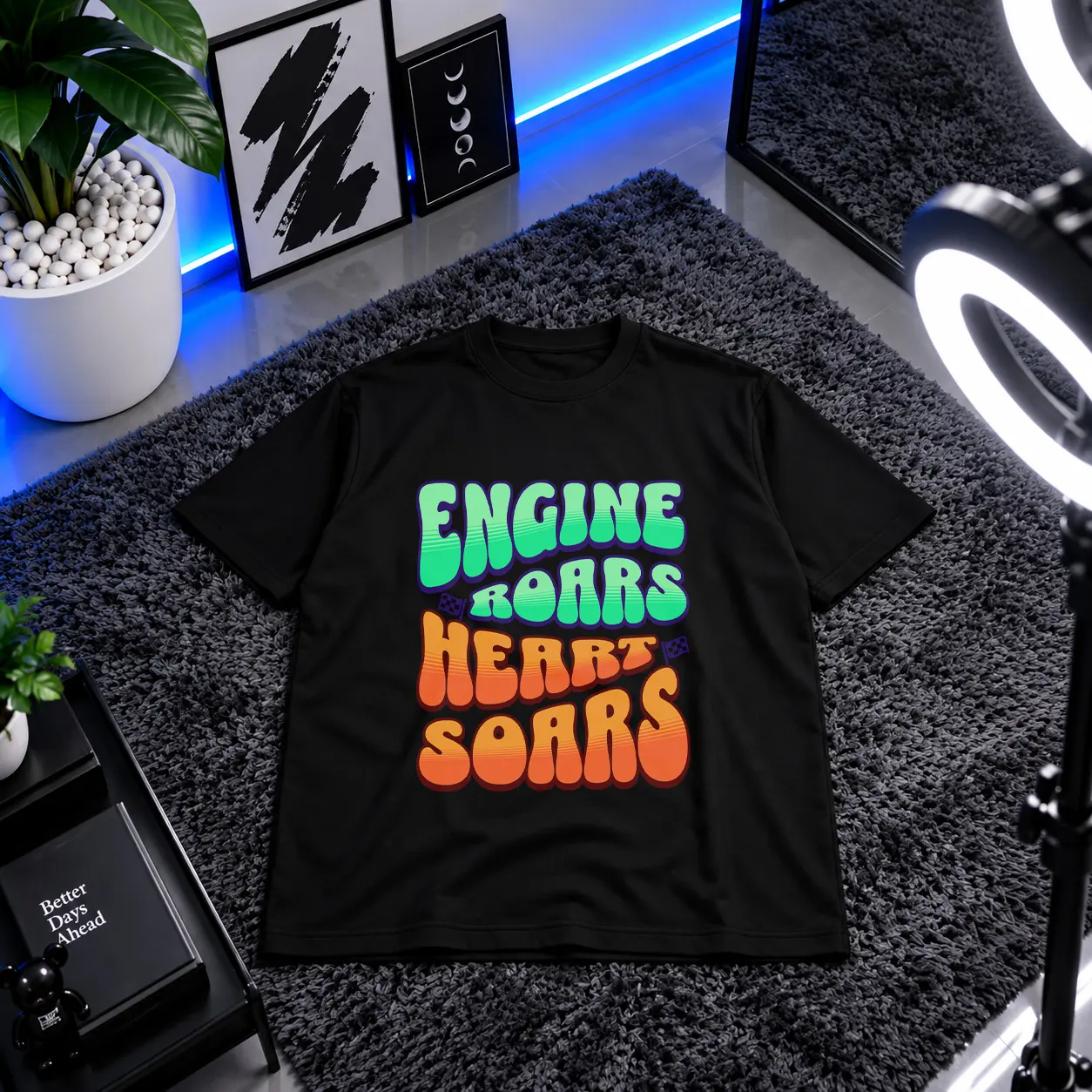 تیشرت نوشته Engine Roars Hearts Soars کد 18444