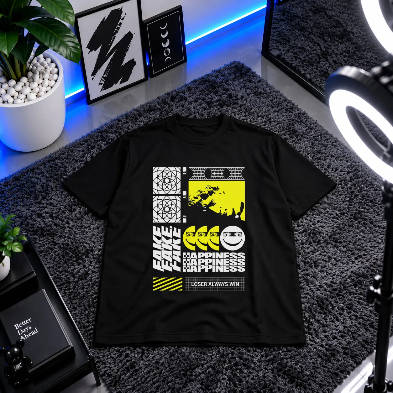 تیشرت طرح Fake Happiness کد 18585