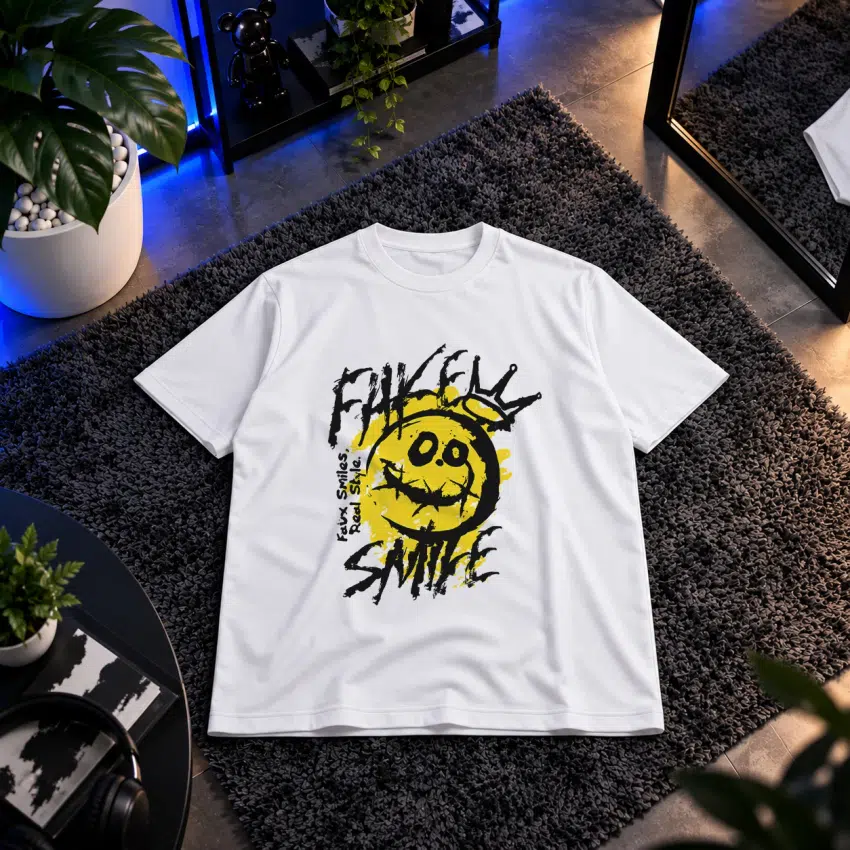 تیشرت طرح ایموجی Fake Smile