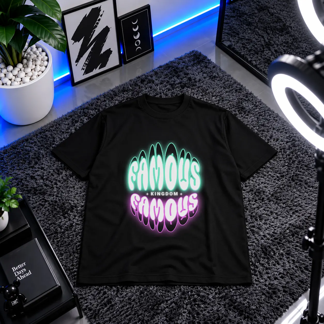 تیشرت نوشته نئونی Famous Kingdom کد 18608