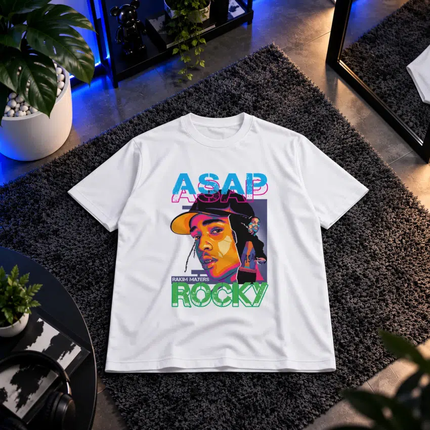تیشرت طرح پرتره رنگی ای‌سپ راکی (ASAP Rocky)