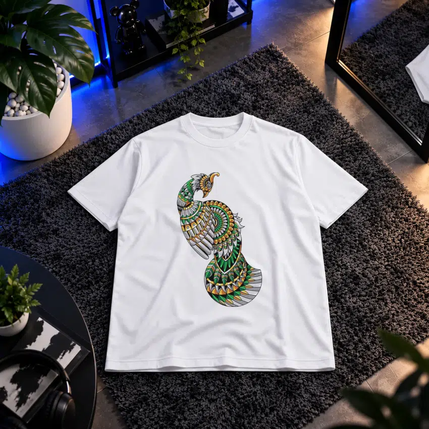تیشرت طاووس طرح هندسی