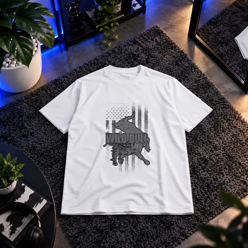 تیشرت گاو طرح Wild Bull با پرچم