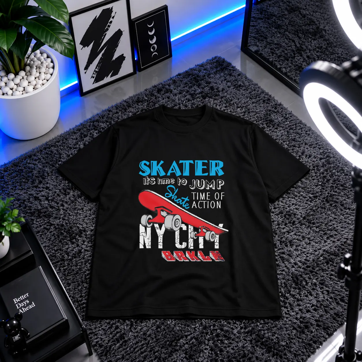 تیشرت اسکیت‌برد طرح Skater Action کد 19050