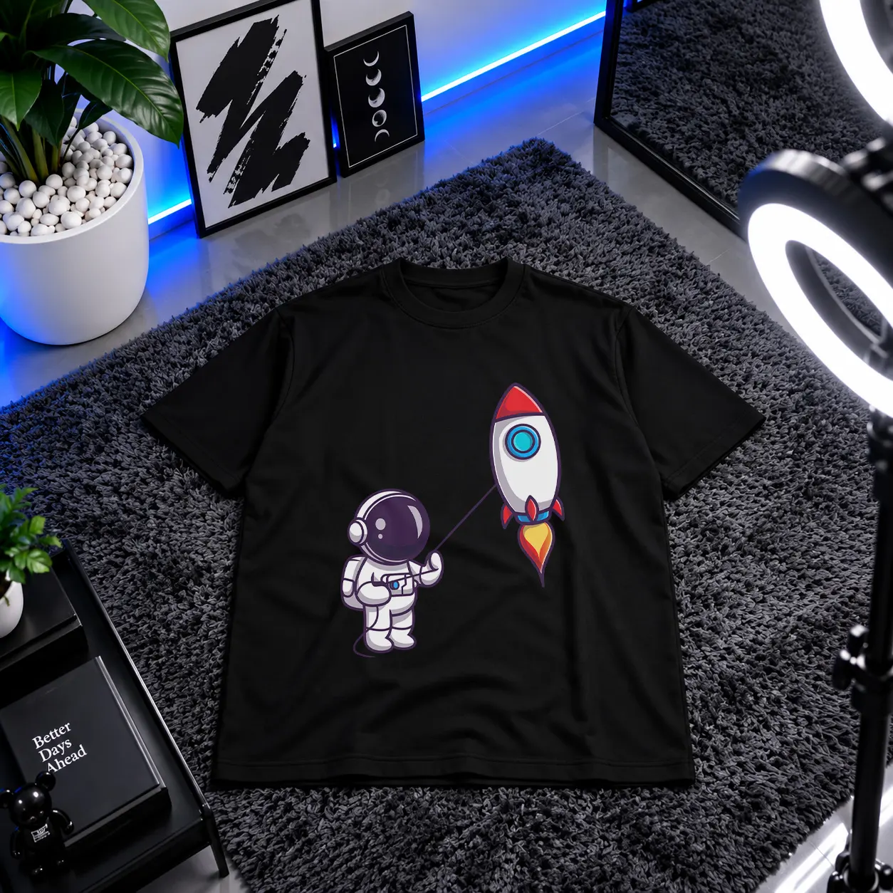تیشرت فضانورد طرح موشک کیوت (Cute Astronaut) کد 19202