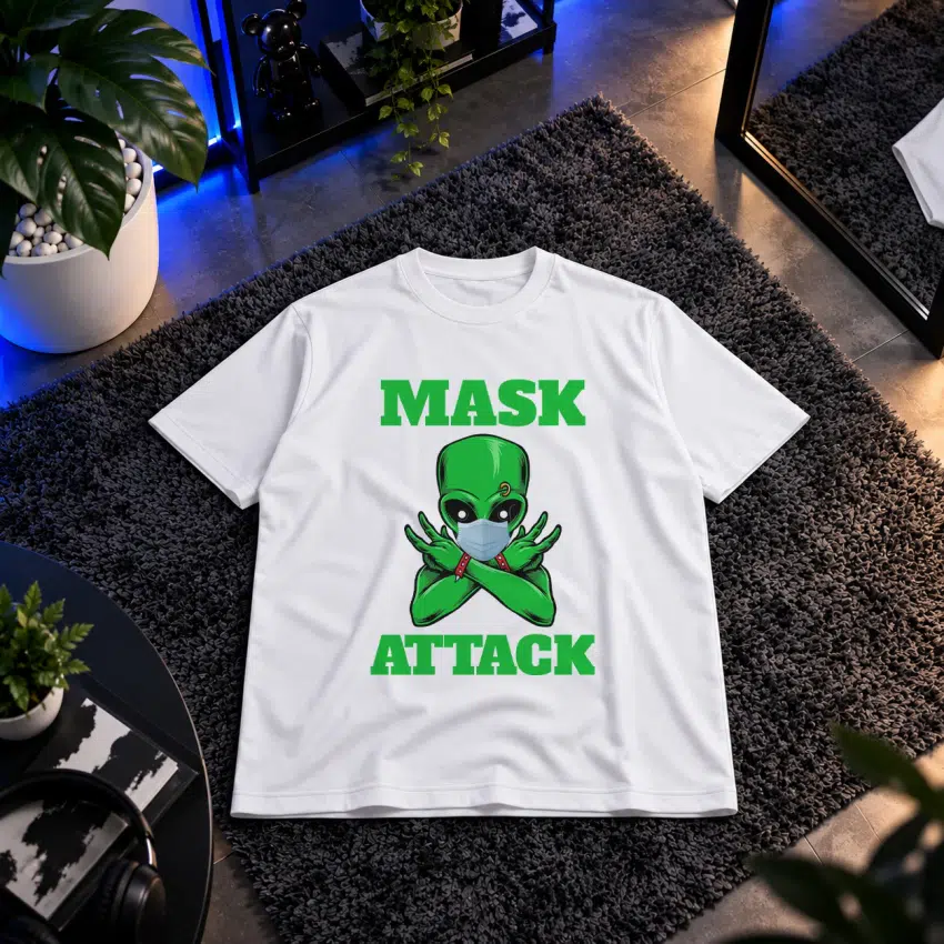 تیشرت طرح بیگانه با ماسک Mask Attack