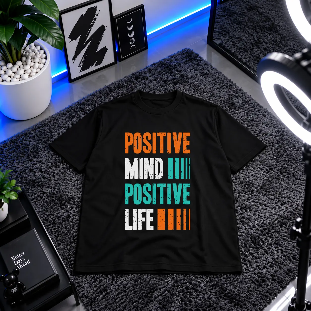 تیشرت انگیزشی طرح Positive Mind Positive Life کد 19261
