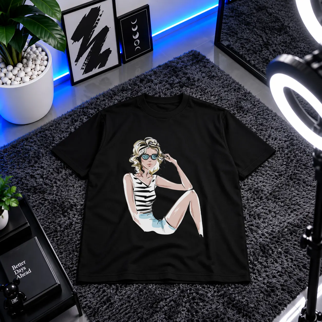 تیشرت دخترانه طرح مد (Fashion Girl) کد 19445