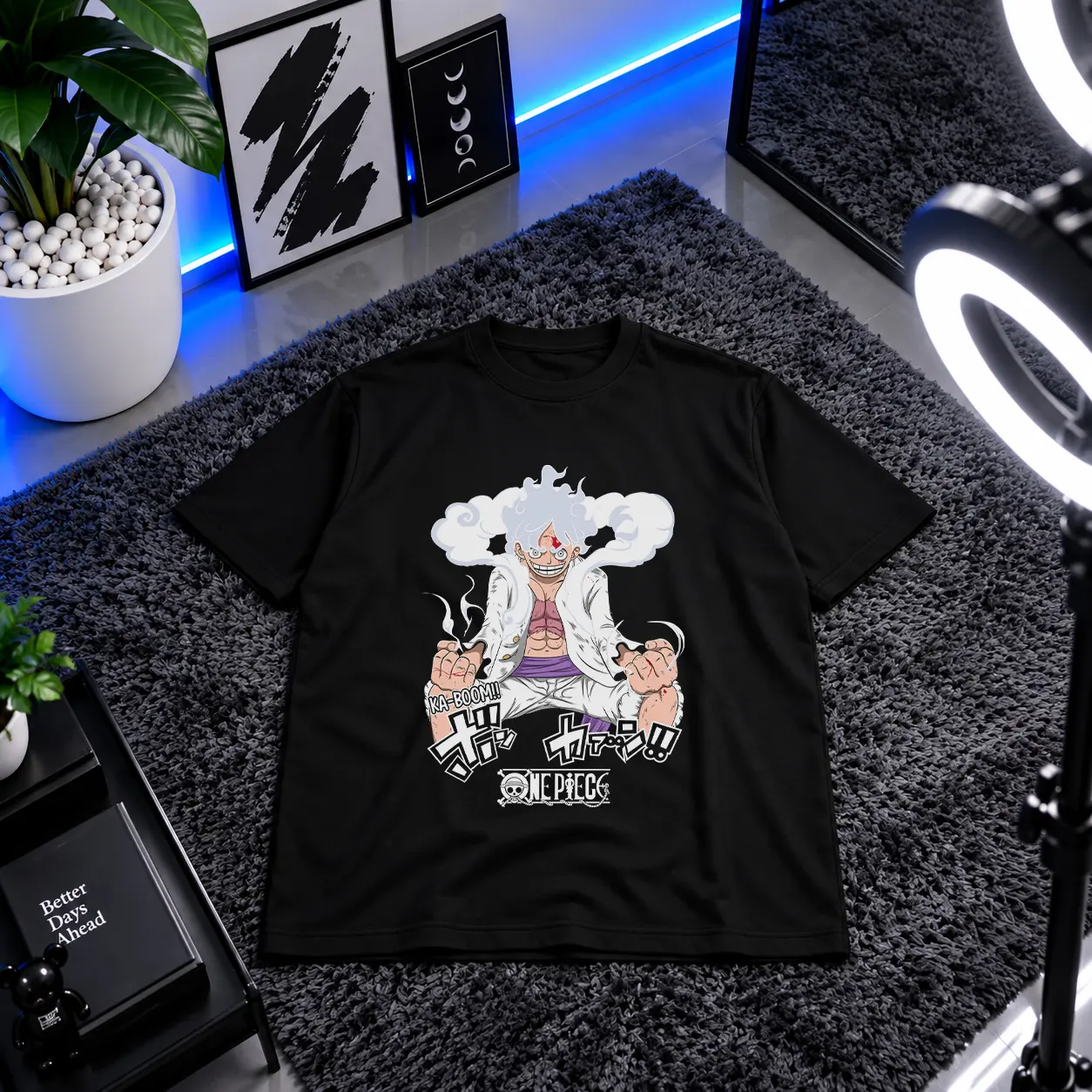 تیشرت انیمه وان پیس طرح لوفی گیر ۵ (Gear 5 Luffy) کد 19646
