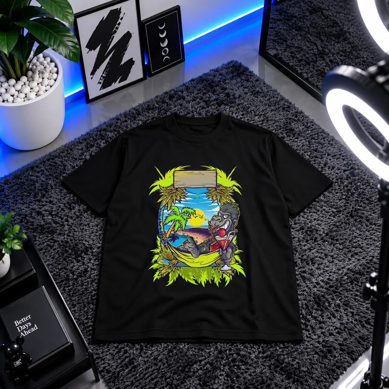تیشرت تابستان طرح جزیره و دایناسور (Island Dino) کد 19918