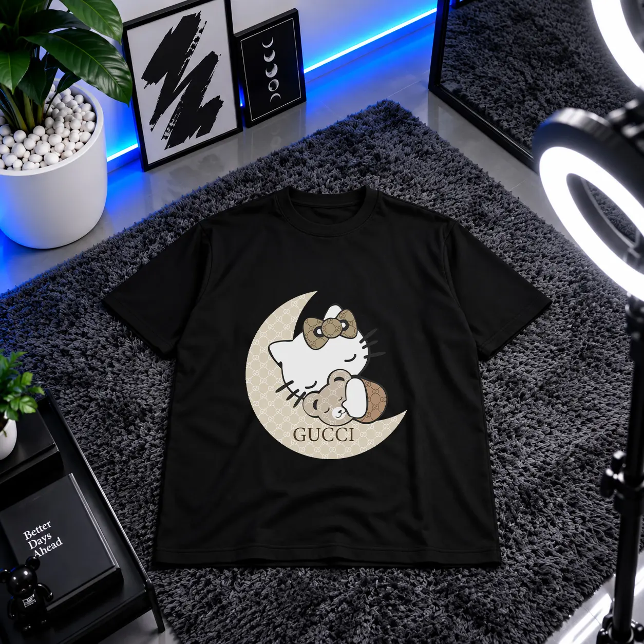 تیشرت هلو کیتی طرح خواب ماه گوچی (Hello Kitty Gucci) کد 20016