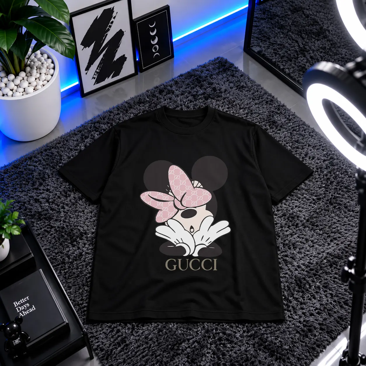 تیشرت دیزنی طرح مینی موس صورتی گوچی (Disney, Gucci) کد 20048