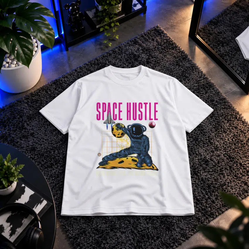 تیشرت فضانورد با توپ سیاره‌ای طرح Space Hustle