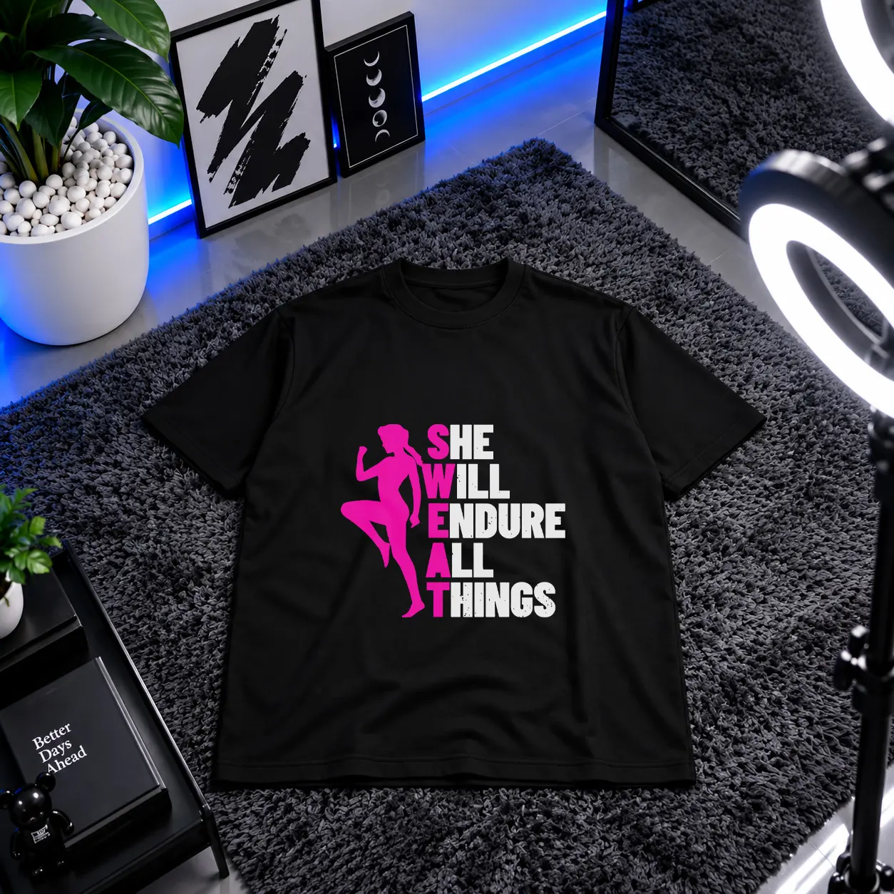 تیشرت بدنسازی طرح She Will Endure All Things کد 20131