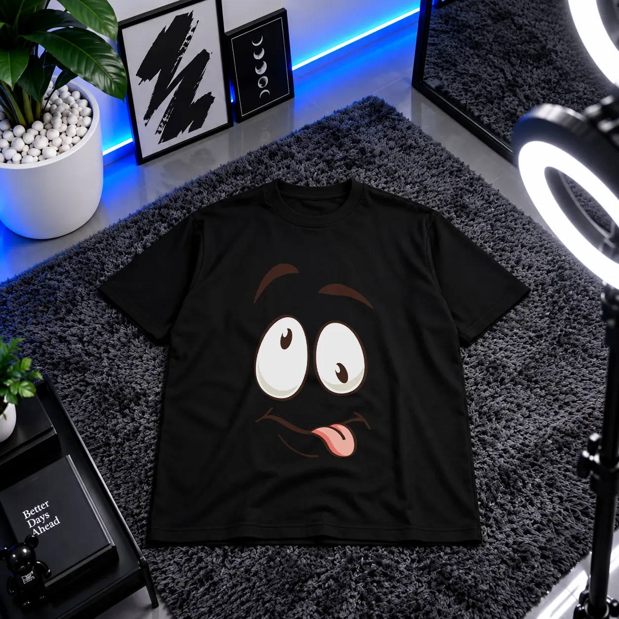 تیشرت طرح صورت کارتونی زبان‌دراز کد 20706