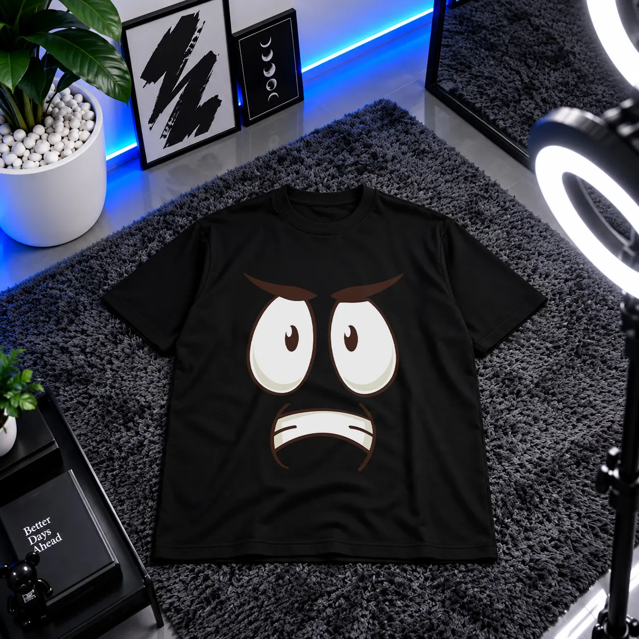 تیشرت طرح صورت کارتونی عصبانی کد 20711