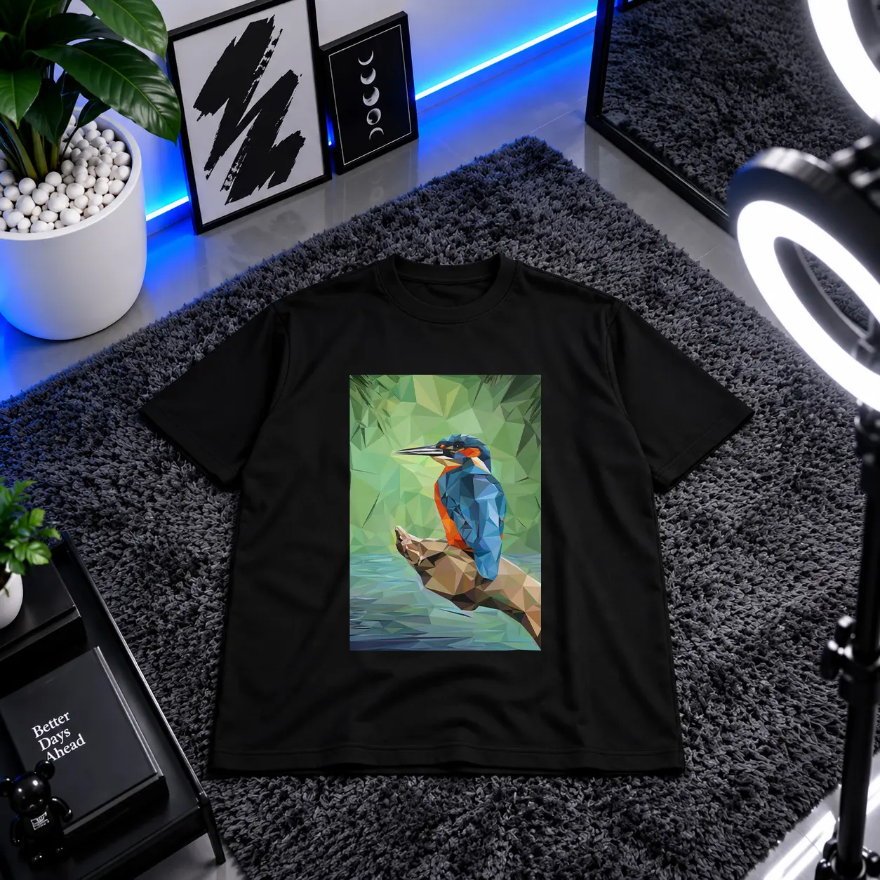 تیشرت پرنده طرح هندسی رنگی (Geometric Bird) کد 20875