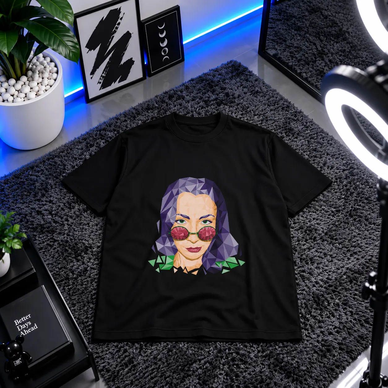 تیشرت طرح پرتره هندسی زن (Geometric Portrait) کد 20878