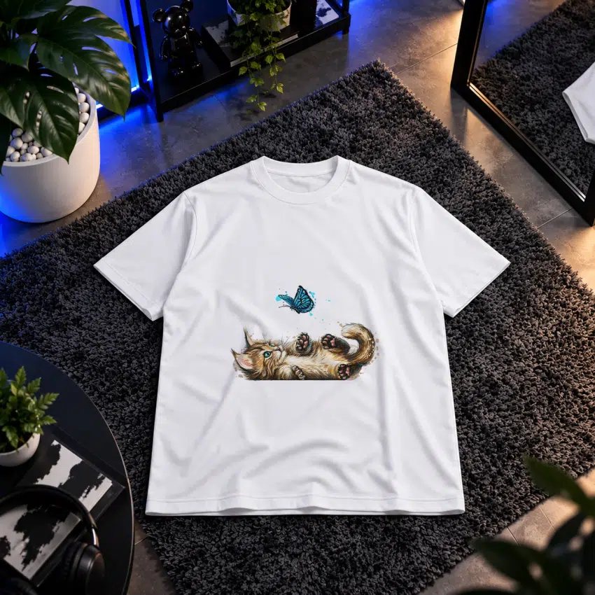 تیشرت گربه طرح پروانه