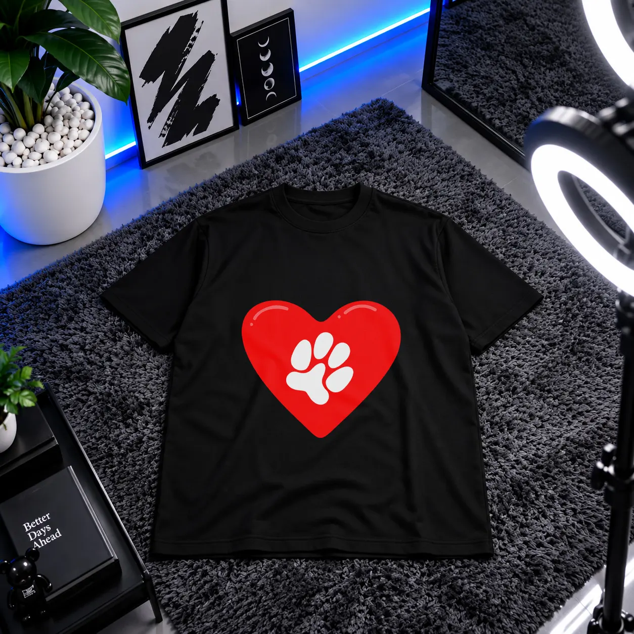تیشرت قلب طرح رد پا (Paw Heart) کد 20942