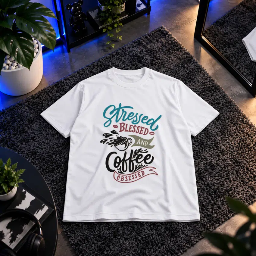 تیشرت تایپوگرافی Stressed Blessed And Coffee Obsessed