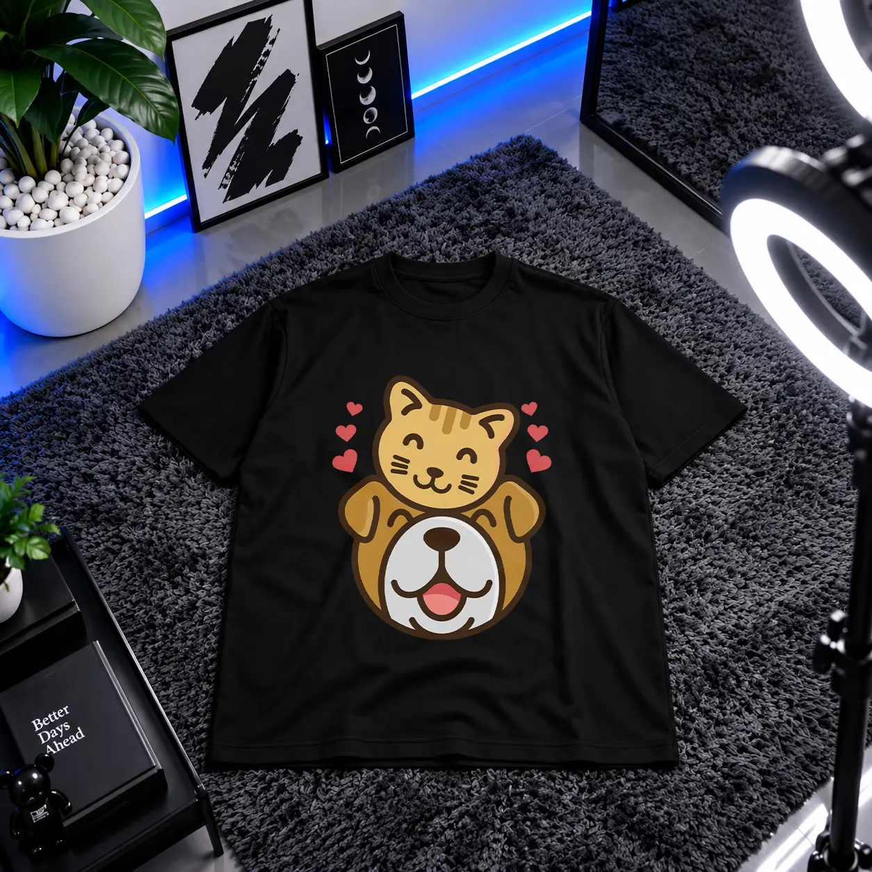 تیشرت گربه طرح کارتونی توله سگ کد 21051