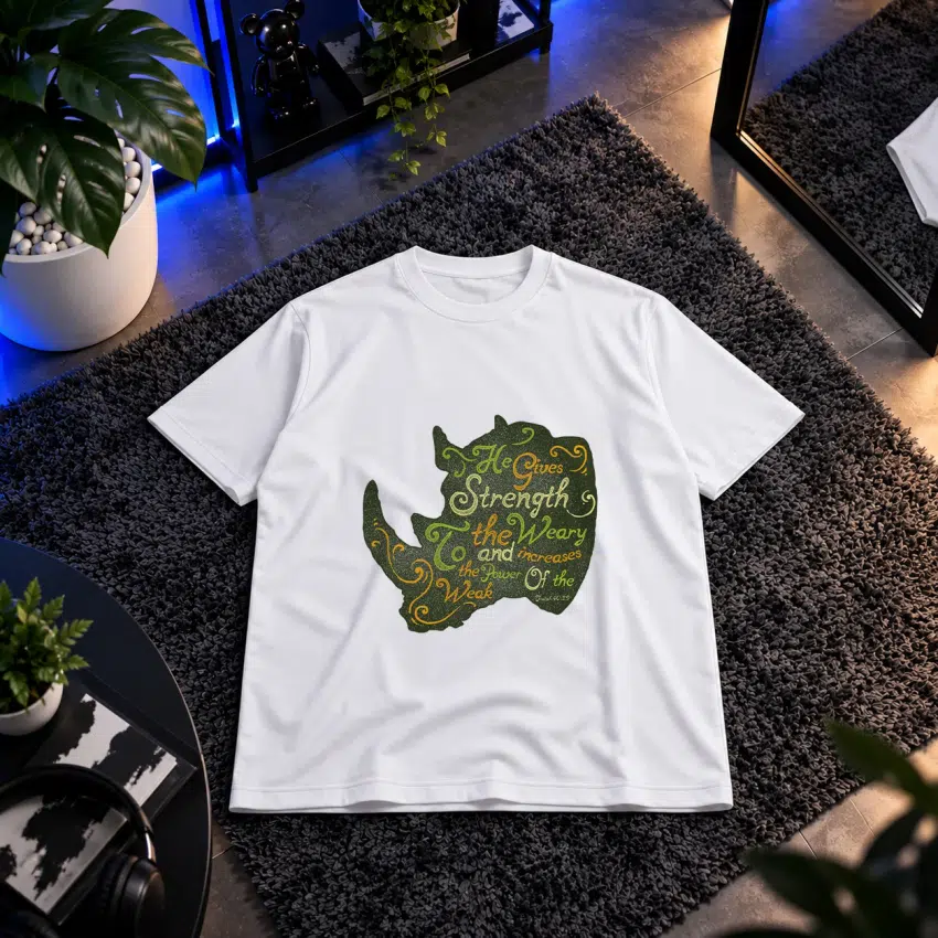 تیشرت گربه طرح نوشته مذهبی Strength and Honor