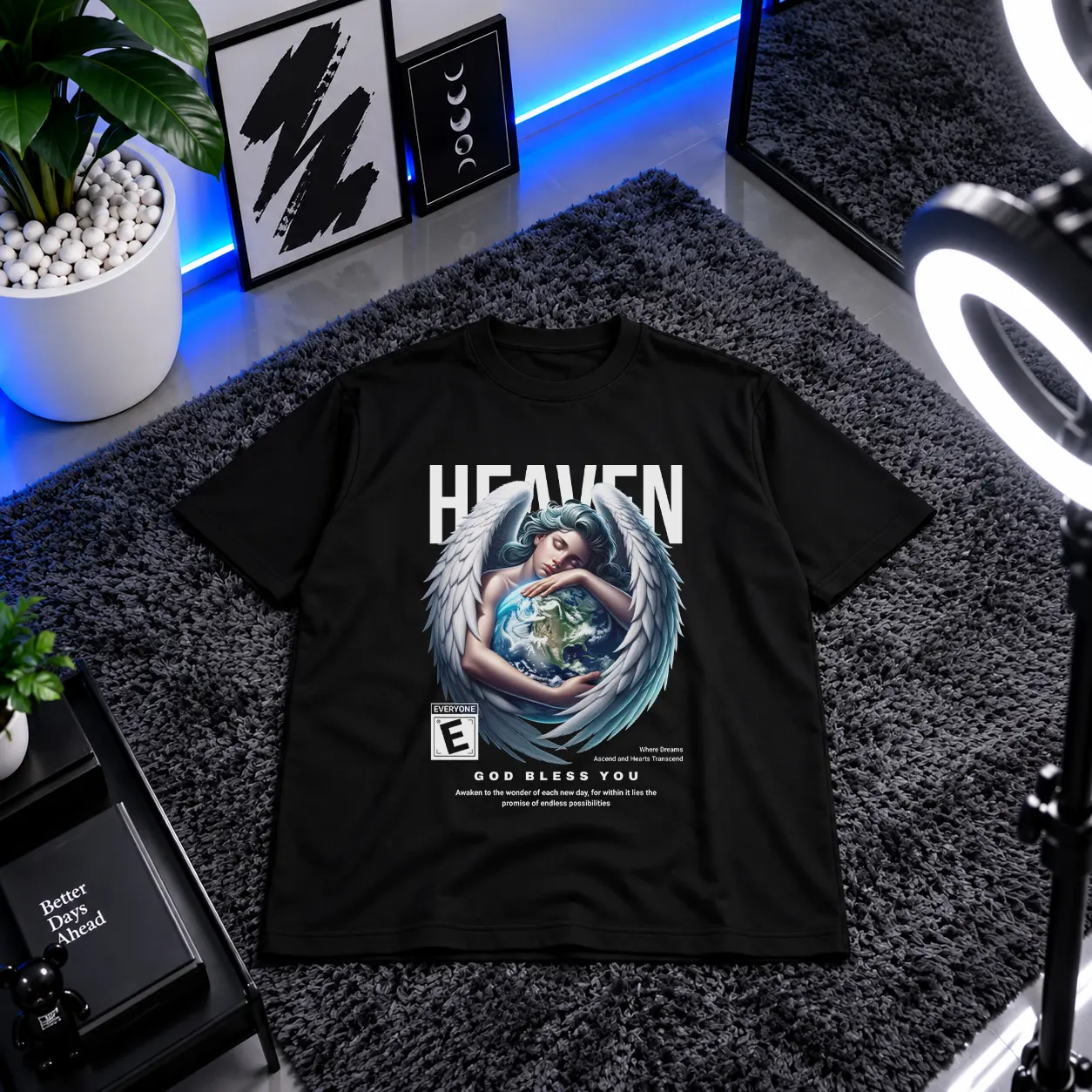 تیشرت طرح فرشته و کره زمین Heaven کد 21258