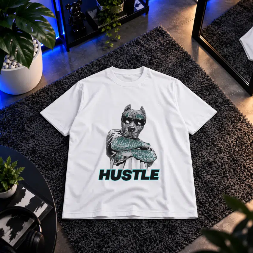 تیشرت سگ پیت‌بول طرح Hustle استریت‌ویر