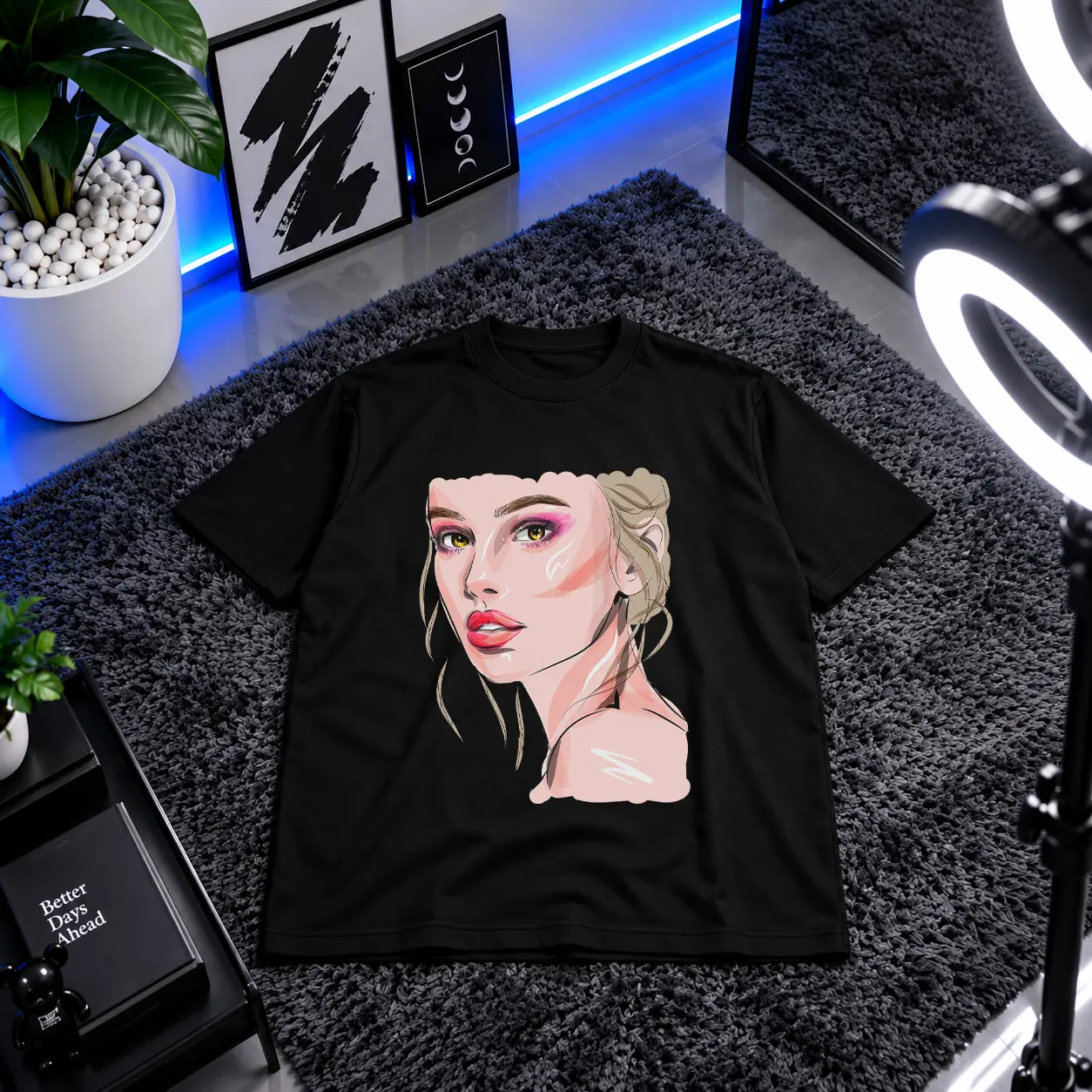 تیشرت پرتره دختر طرح Beauty Face کد 21655