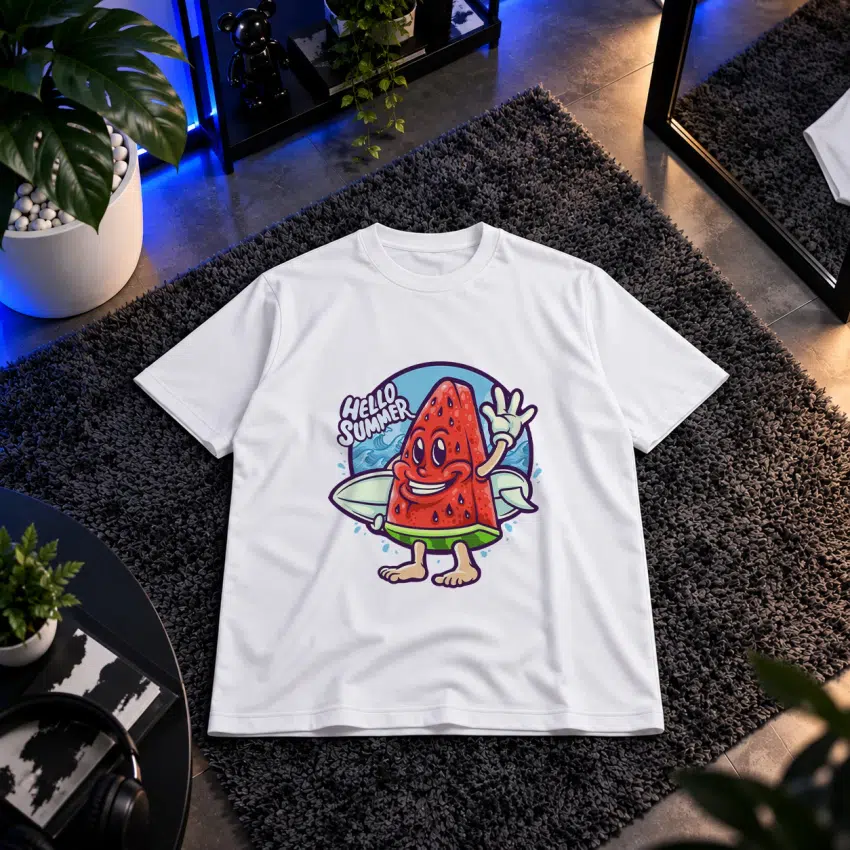 تیشرت تابستانی طرح هندوانه کارتونی Hello Summer
