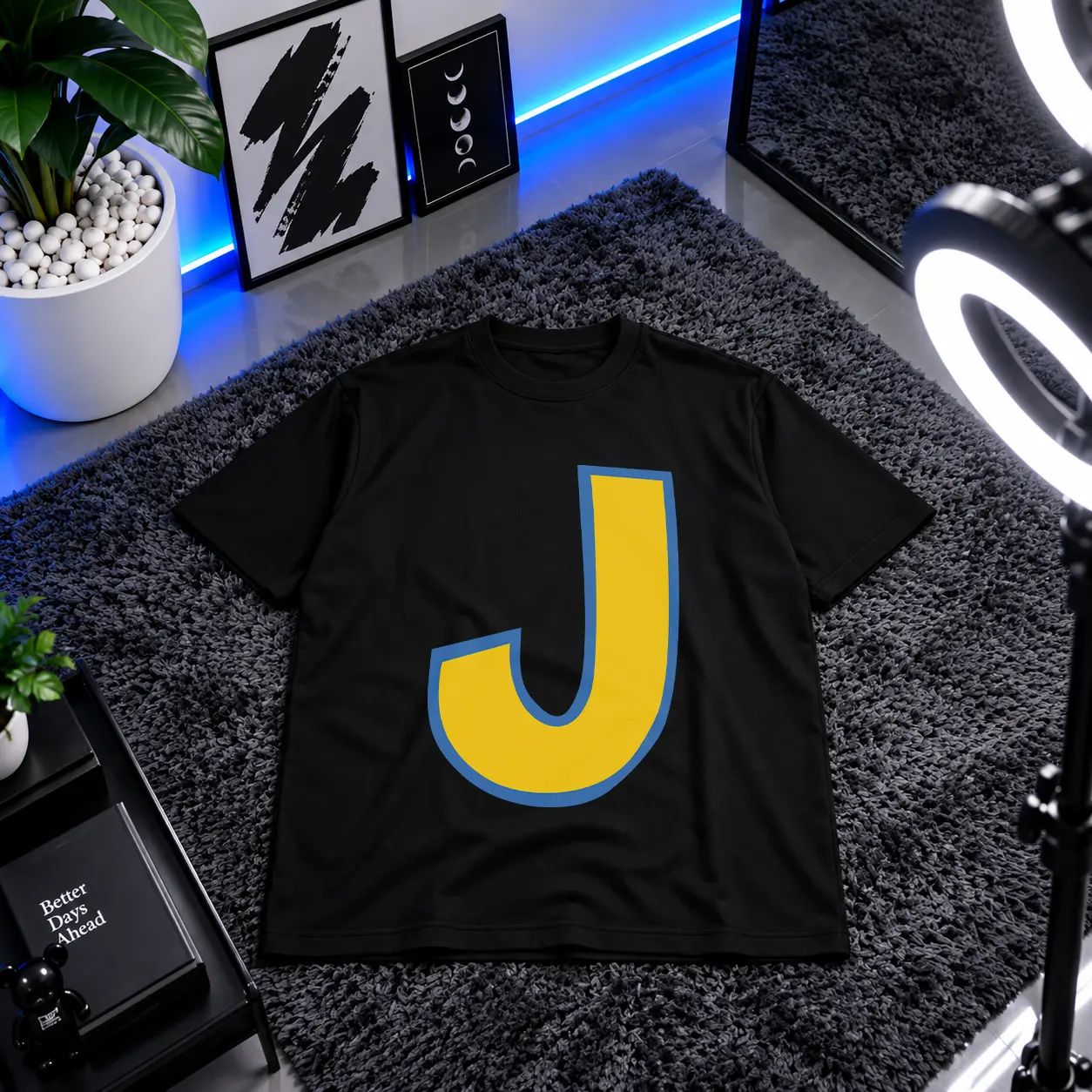 تیشرت تایپوگرافی حرف J کد 22019