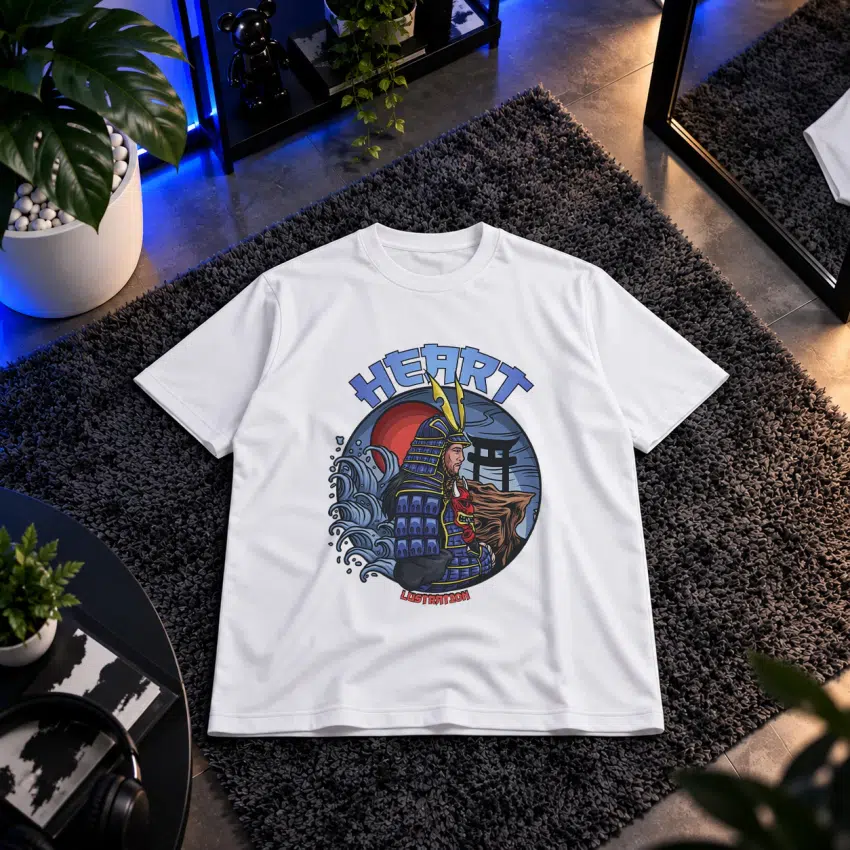 تیشرت سامورایی ژاپنی طرح قلب جنگجو (Heart of Samurai)