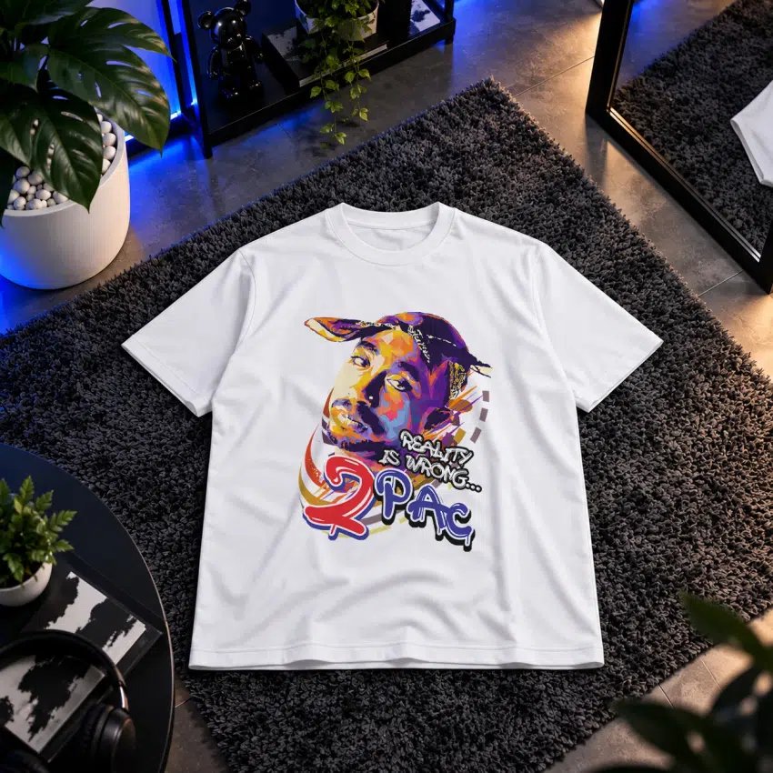 تیشرت توپاک شکور طرح پرتره رنگی (2Pac)