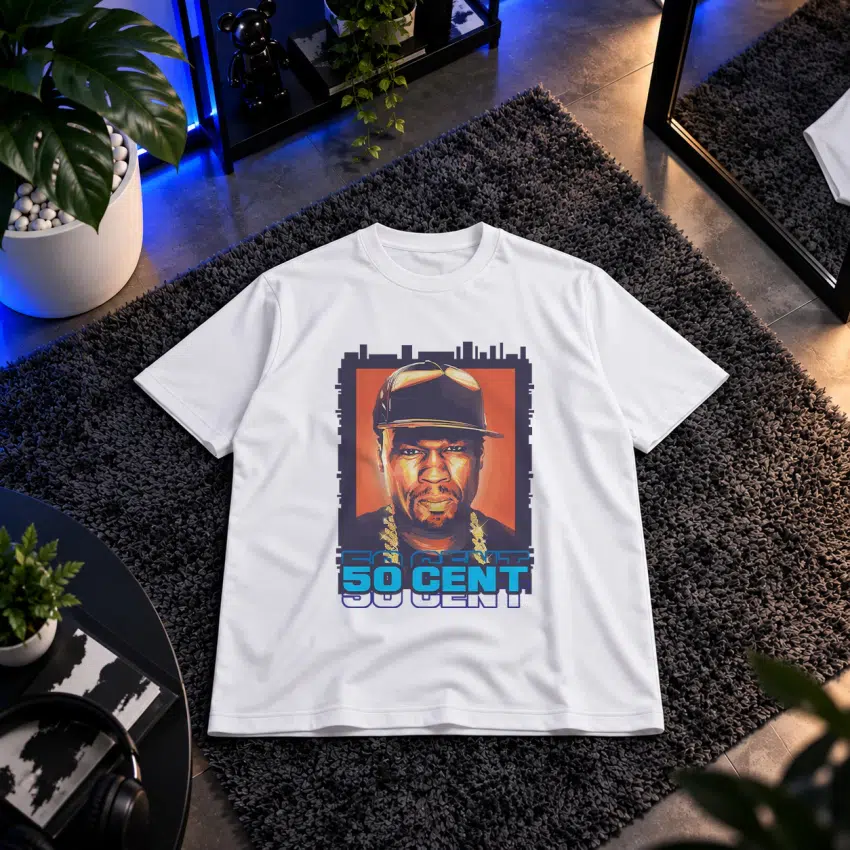 تیشرت فیفتی سنت طرح پرتره رترو (50 Cent)