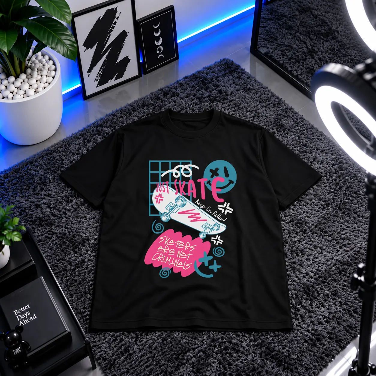 تیشرت اسکیت‌بورد طرح Just Skate استریت استایل کد 22307