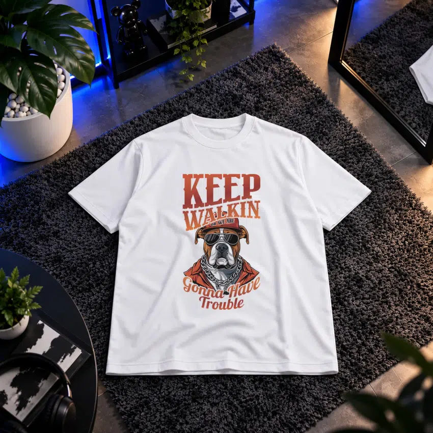 تیشرت سگ پاگ طرح موتورسواری Keep Walkin