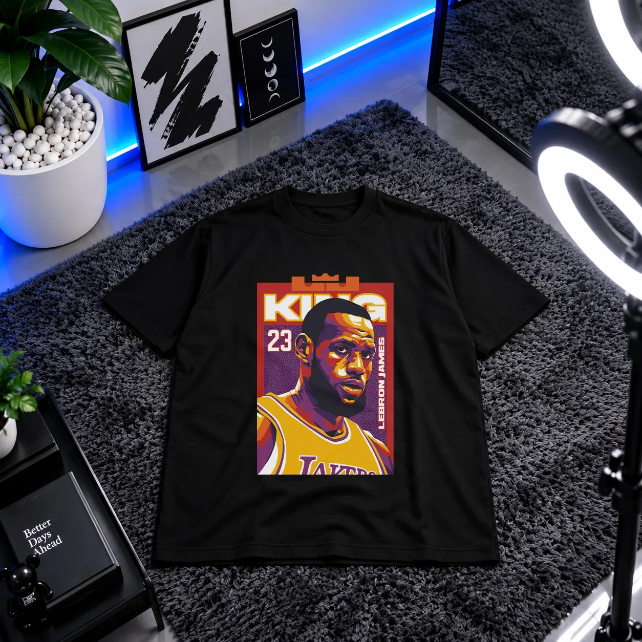 تیشرت بسکتبال طرح لبران جیمز پرتره (LeBron James) کد 22642