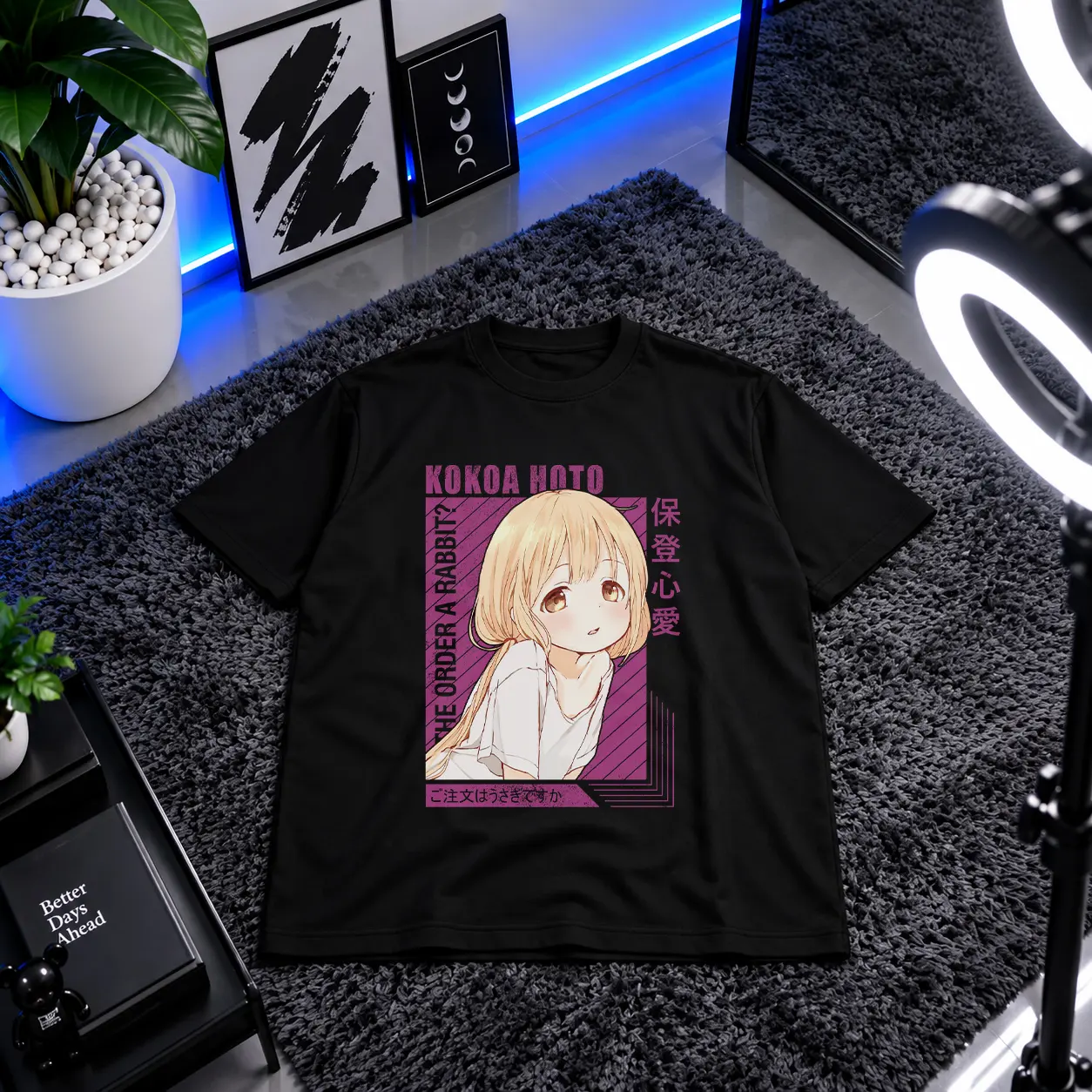 تیشرت انیمه Is the Order a Rabbit طرح کوکوا پاندا غروب (Kokoa Hoto) کد 22821