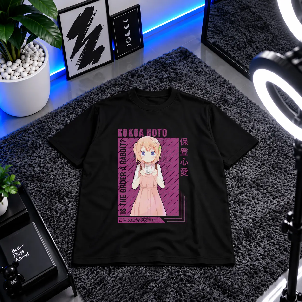 تیشرت انیمه Is the Order a Rabbit طرح کوکوا نئون ۲ (Kokoa Hoto) کد 22824
