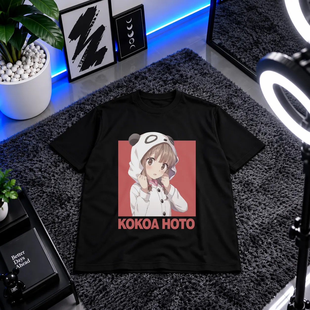 تیشرت انیمه دخترانه طرح کوکوا هوتو پاندا صورتی (Kokoa Hoto) کد 22838