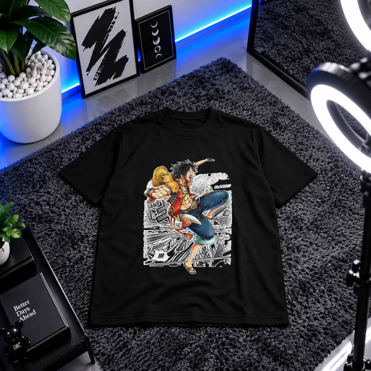 تیشرت انیمه وان پیس طرح لوفی اکشن (Luffy) کد 2288