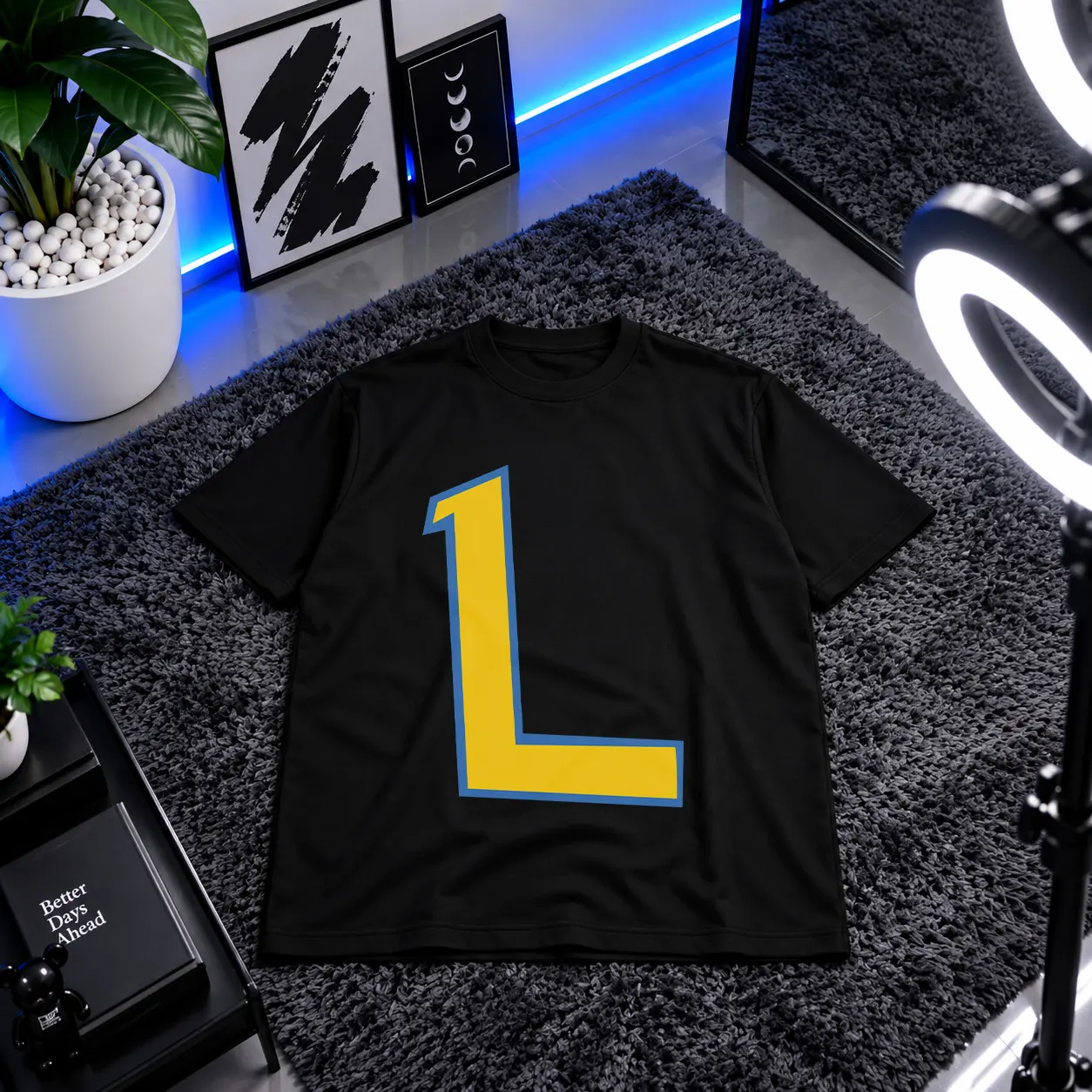 تیشرت حرف L طرح مینیمال کد 22960