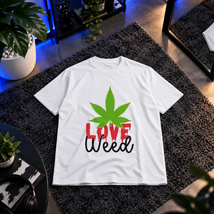تیشرت ماری‌جوانا طرح برگ سبز Love Weed